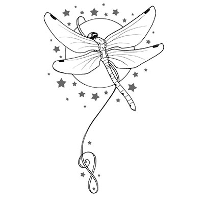 Stars And Dragonfly Design Water Transfer Temporary Tattoo(fake Tattoo) Stickers NO.11162